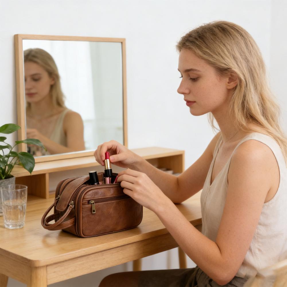 Travel Makeup Bag Faux Leather - đánh giá và giá Men'S Grooming Bag